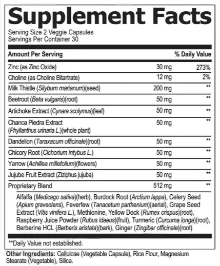 Levitox Supplement Facts