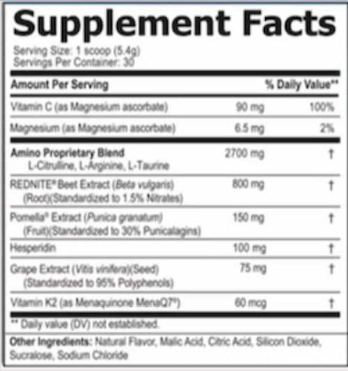 VenoPlus 8 Supplement facts